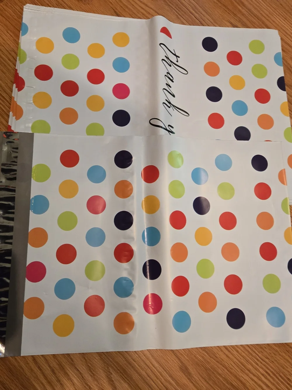 Thank You Polka Dot Poly Mailers Multicolor 10x13. 25 Quanity